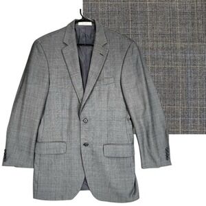 John Nordstrom Sport Coat 38R Men Angelico Super 140s Plaid Gray Silk Wool Italy